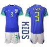Brasil Thiago Silva #3 Bortedraktsett Barn VM 2022 Kortermet (+ korte bukser)